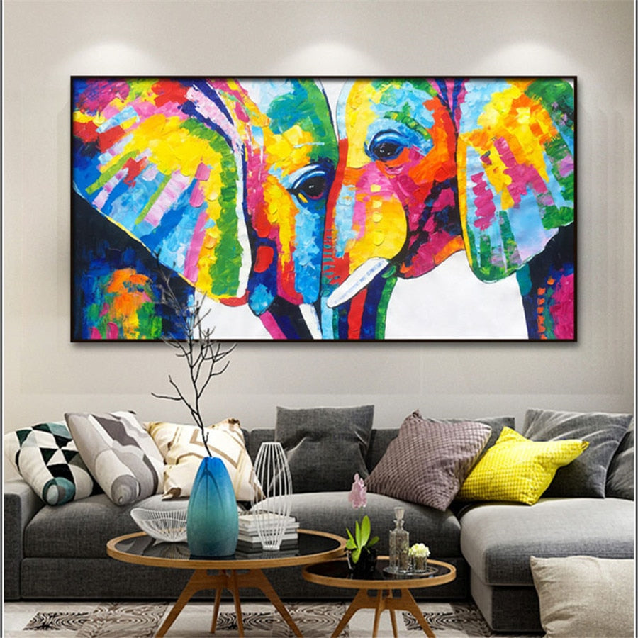 Hand-painted abstract Asian elephant African elephant elephant