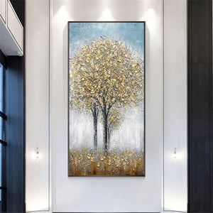 Hand painted modern abstract money tree canvas wall art oil painting