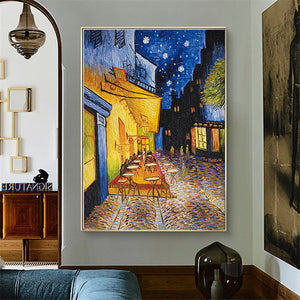 Famous Van Gogh Café Terrace Night Oil Painting Hand-Painted Canvas