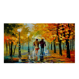 Hand-Painted Modern Oil Painting Tree-Lined Path Lovers Abstract Knife