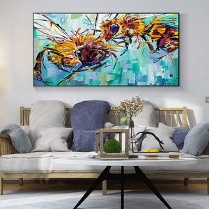 Two bees Oil Painting Canvas Art Painting Posters and Prints Cuadros Wall Art