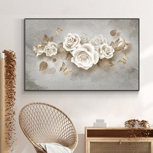 Abstract White Flowers Oil Painting on Canvas Modern Posters and Prints Cuadros