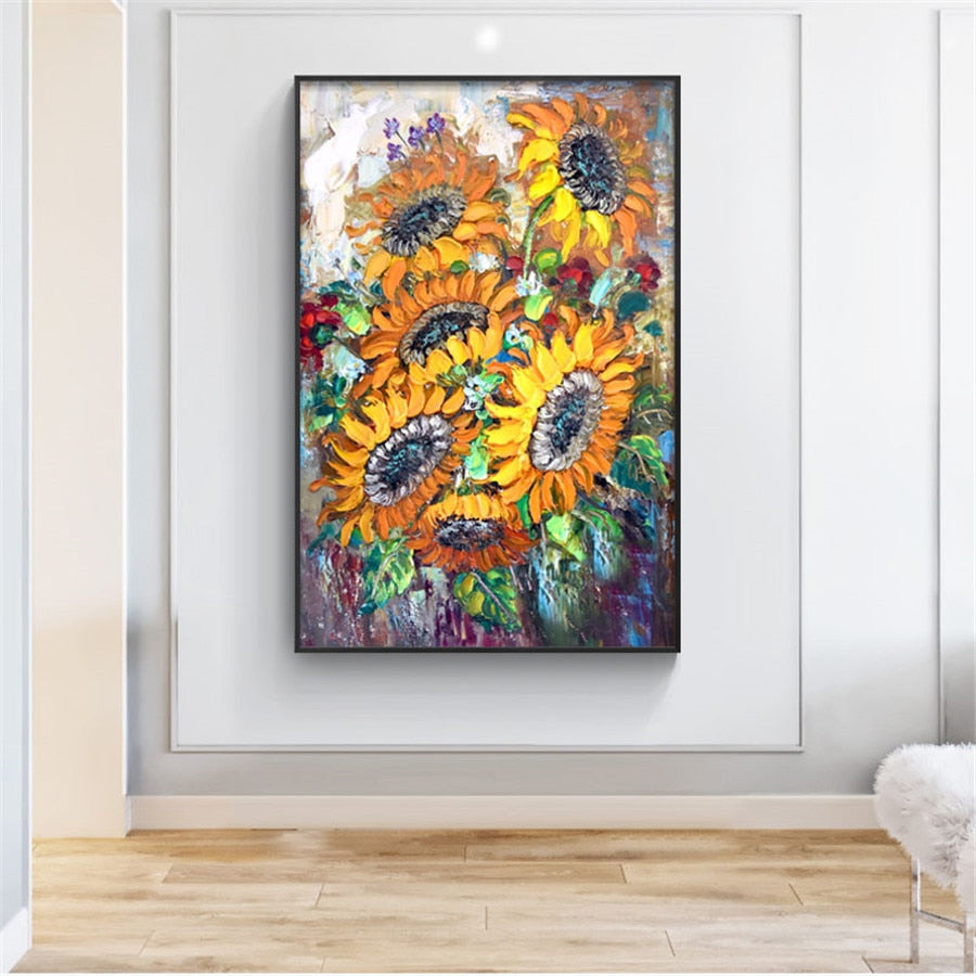 100% Hand-Painted Vincent Van Gogh&#39;s Oil Paintings Sunflowers In Full Bloom