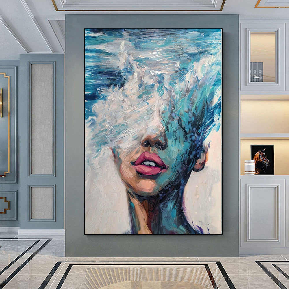 Hand Painted Modern Art Canvas Painting Facial abstract oil painting