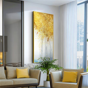 Artist Hand-painted High Quality Modern Abstract yellow gold