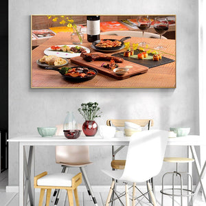 Kitchen Canvas Painting Roast Duck and Steak Cuadros Scandinavian Posters