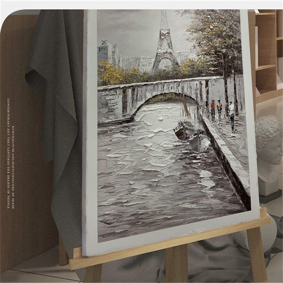 100% Handmade Paris Cityscape Canvas Painting Nordic
