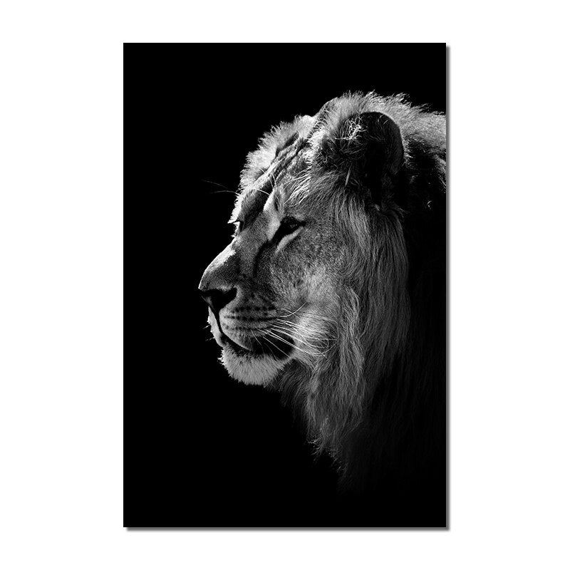 Abstract Black Graffe Elephant Lion Canvas Painting Modern Nordic Animal Posters