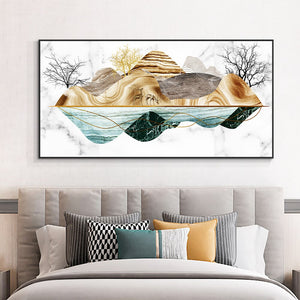 Abstract Mountain Trees Canvas Painting Wall Art Modern Nordic Landscape