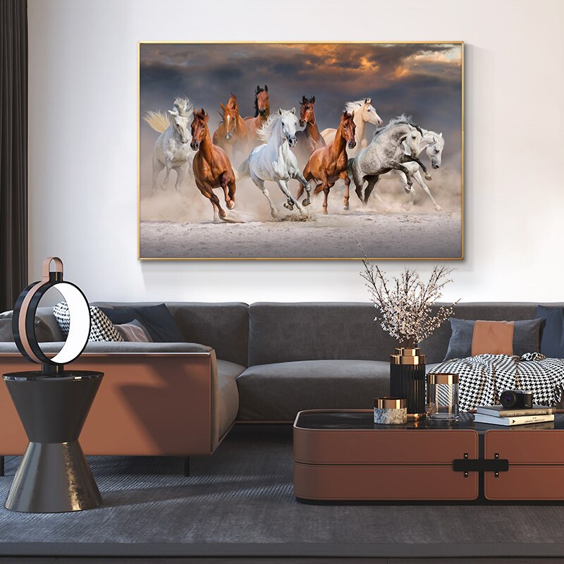 Ten Horses Gallop Oil Painting on Canvas Scandinavian Posters and Prints Cuadros