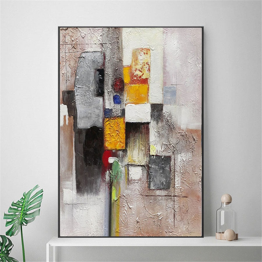 Hand Painted Cubism Modern Abstract Canvas Oil Painting