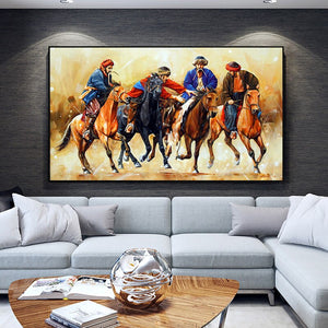 Four Horses Wild Animals Canvas Art Painting Posters and Prints Scandinavian