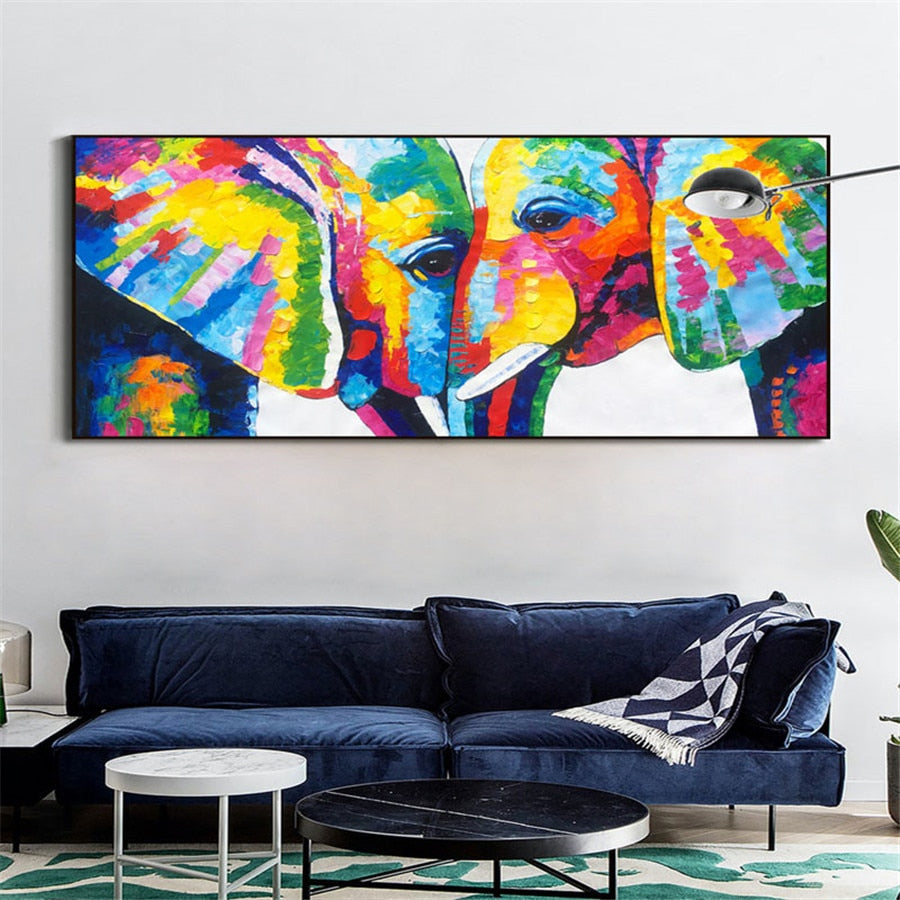 Hand-painted abstract Asian elephant African elephant elephant