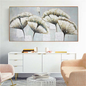 Hand-painted oil painting Nordic flowers dandelion Artistic knife thick