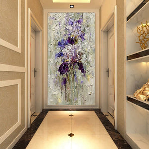 Hand-Painted Beautiful Oil Painting Flowers Violet Canvas Picture