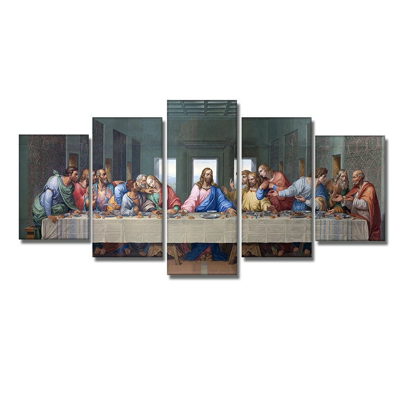 5pcs Set The Last Supper Canvas Painting Famous Posters And Prints Wall Art Picture