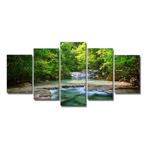 Abstract YellowTrees Waterfall Canvas Painting Print On Canvas Modern Landscape Posters