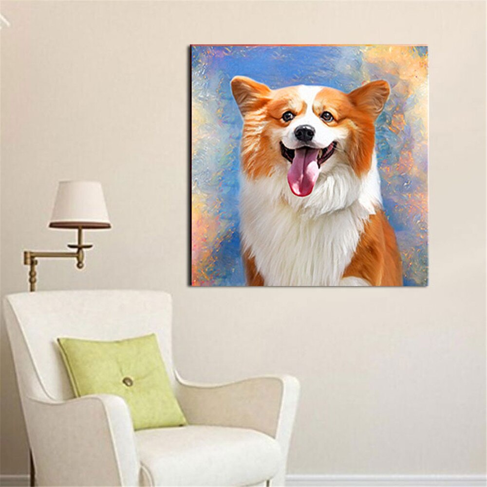 4K HD Print Modern Abstract Oil Painting Funny Animal Pet Oil Painting