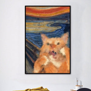 Spanish cat funny animal wall picture decoration PIG canvas handmade oil painting