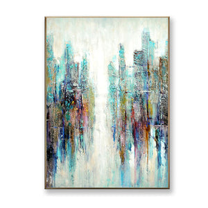 Hand Painted Future City Street Landscape Oil Painting On Canvas