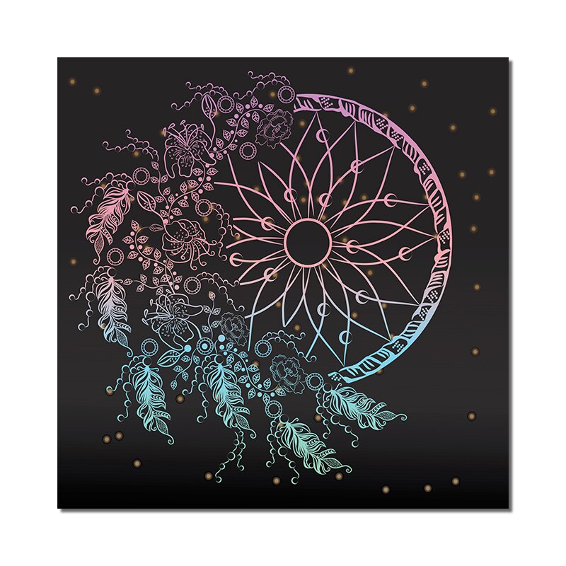 Abstract Dream Catcher Painting On Canvas Nordic Feather Wall Art Picture Prints