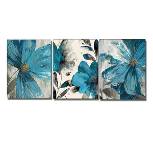 3 Panel Canvas Painting Abstract Yellow Blue Feather Posters And Prints Modern