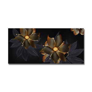 Abstract Grey Black Gold Leaves Canvas Painting Modern Nordic Plant Posters