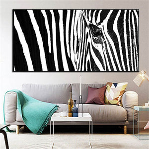 Handmade Modern Oil Painting African  Big Canvas Picture Zebra Poster