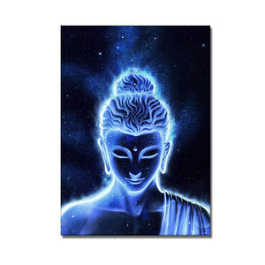Abstract Blue Buddha Canvas Painting Modern Nordic Posters