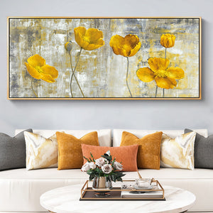 Hand-painted oil painting Nordic flowers dandelion Artistic knife thick