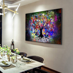 Abstract Colorful Life Tree Canvas Painting Modern Nordic Flowers Plant Posters