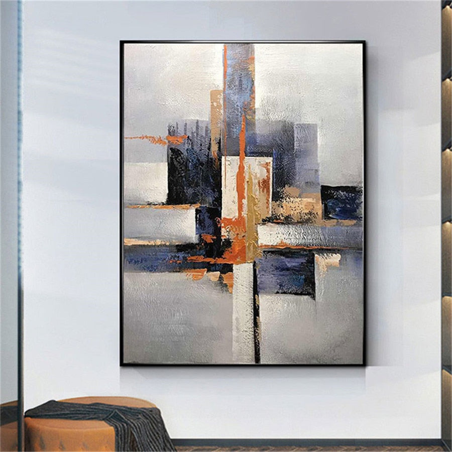 Hand Painted Cubism Modern Abstract Canvas Oil Painting