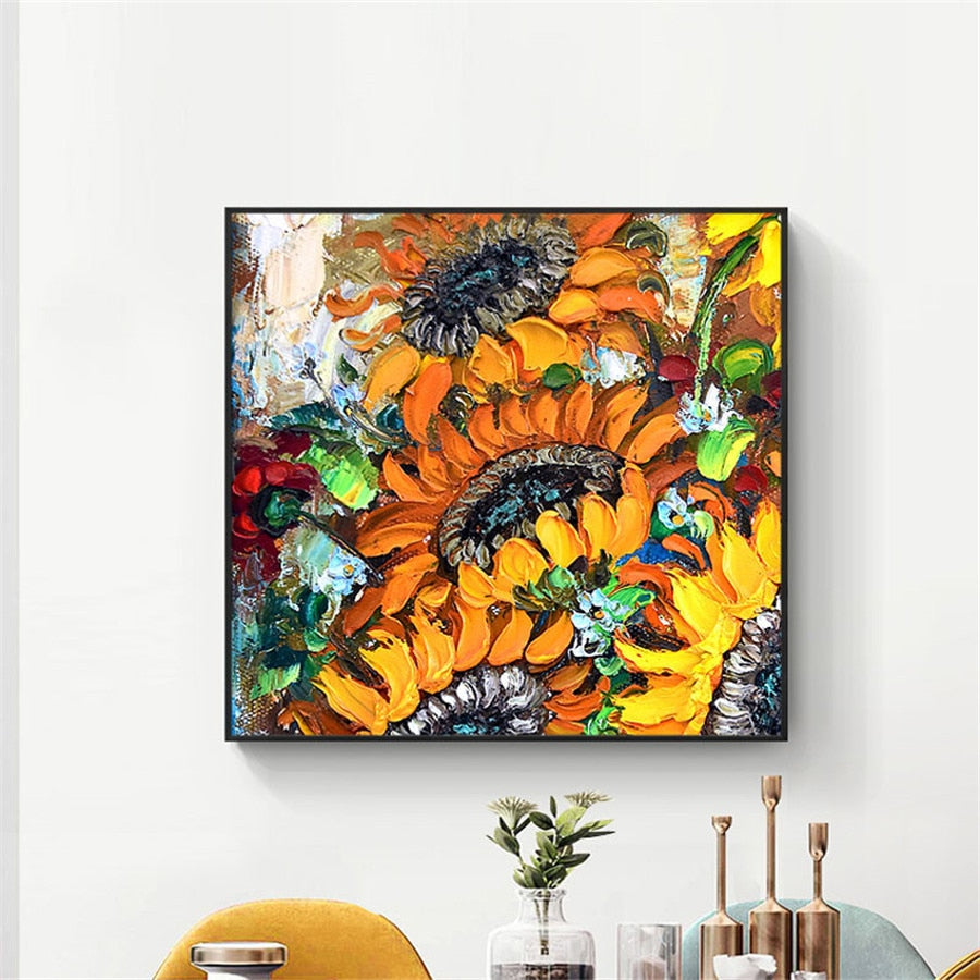 Hand painted Vincent Van Gogh Art Painting Blossom sunflower Oil Painting