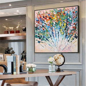 Hand Painted colorful Knife Flower oil Painting modern abstract tree landscape