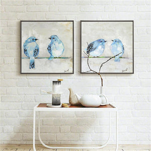 Hand Painted Large long Abstract Birds Oil Painting multi color