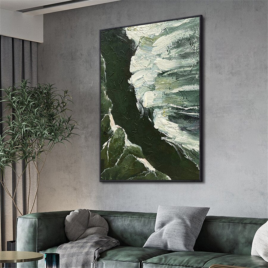 Abstract Trees With Beautiful Leaves By The River Hand Painted