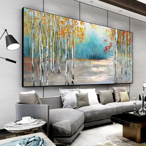 Abstract Colorful Birch Trees Canvas Painting Modern Nordic Plant Posters