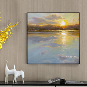 Art Canvas Paint For Living Room Restaurant Decor Painting Lake Sunset Art
