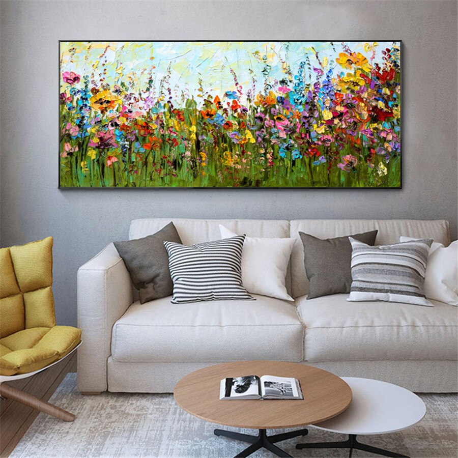 Handpainted Large Modern Knife Oil Painting On Canvas Textured
