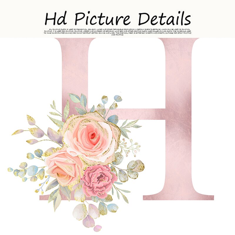 Abstract Pink Letters With Flower Canvas Painting Modern Nordic Posters And Prints Wall