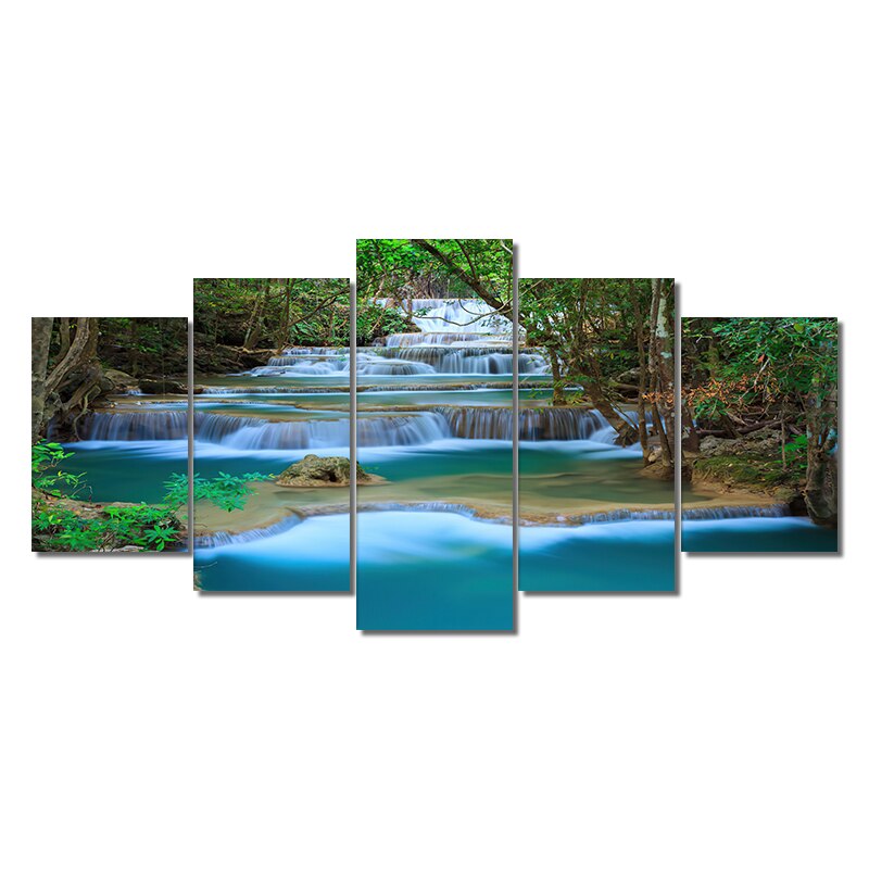 Abstract YellowTrees Waterfall Canvas Painting Print On Canvas Modern Landscape Posters