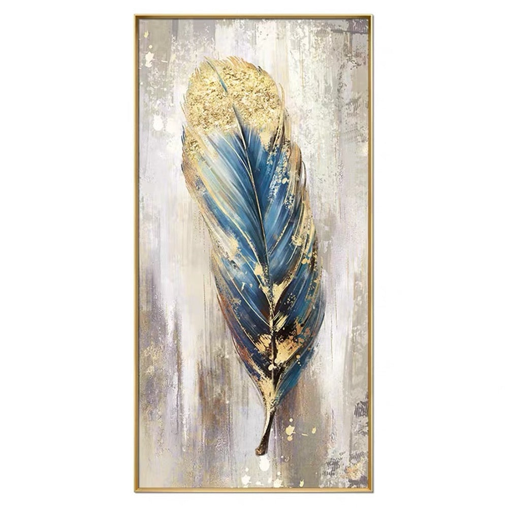 oil painting blue flower canvas painting art knife painting in room porch mural