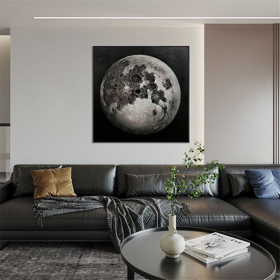 100% Handmade Abstract Earth Moon Mars Planet Paintings