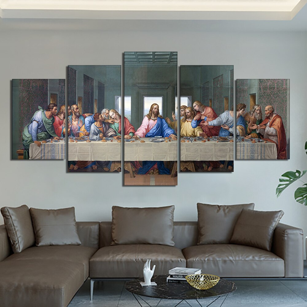 5pcs Set The Last Supper Canvas Painting Famous Posters And Prints Wall Art Picture