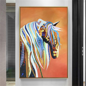 Hand-made modern horse oil painting modern living room lively