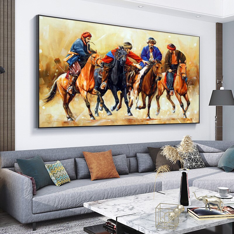 Four Horses Wild Animals Canvas Art Painting Posters and Prints Scandinavian