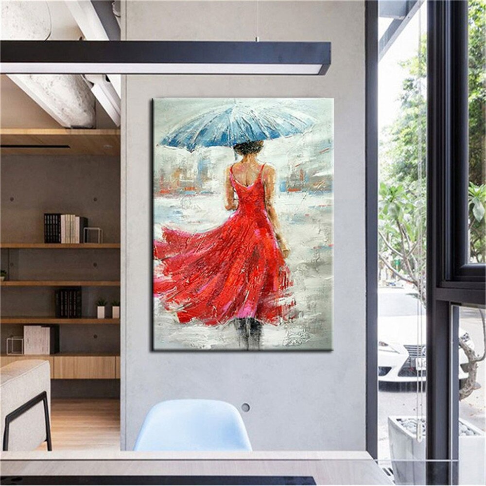 Large City Street View Pedestrian Picture On Canvas