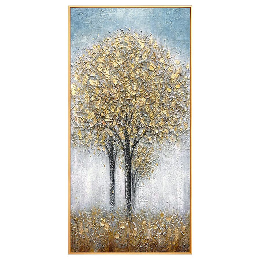 Hand painted modern abstract money tree canvas wall art oil painting