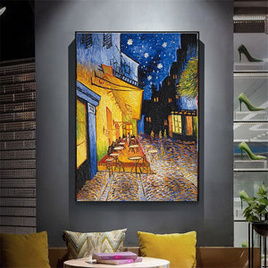 Famous Van Gogh Café Terrace Night Oil Painting Hand-Painted Canvas