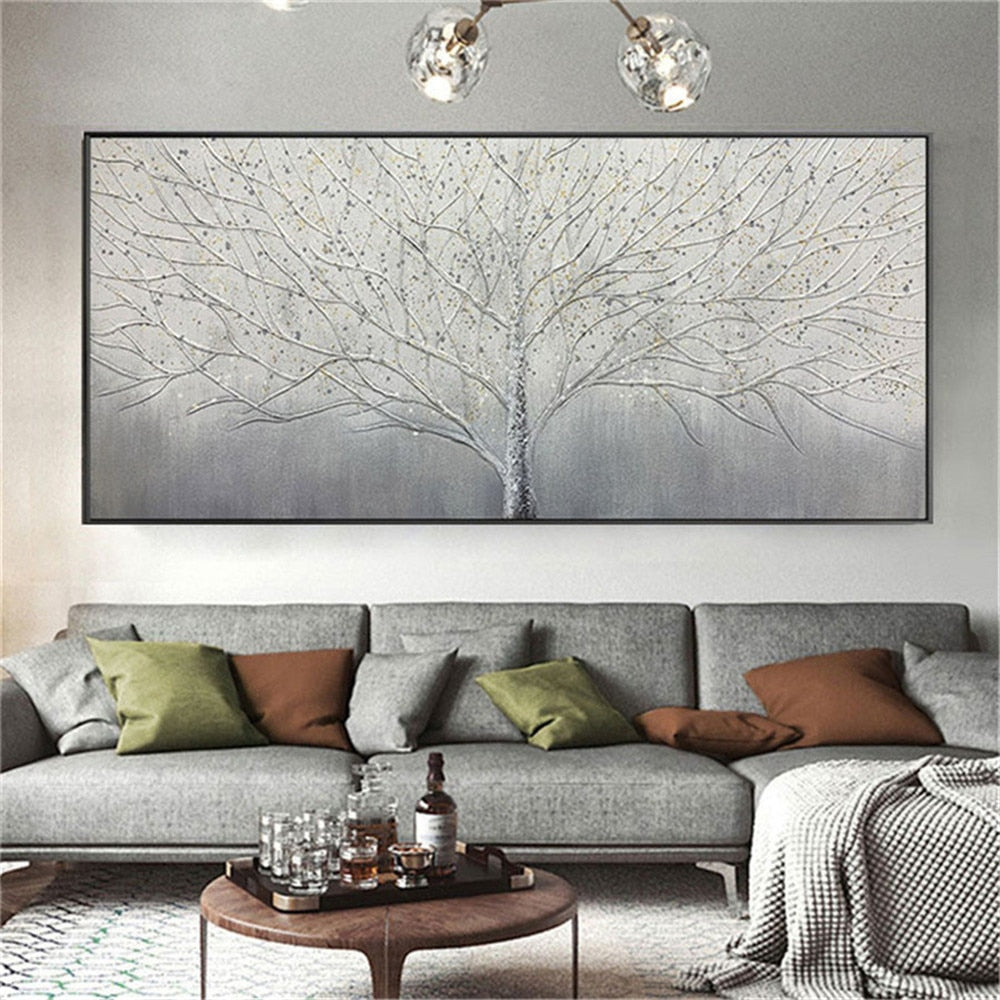 New 100% Hand Painted Abstract Trees Oil Painting Canvas